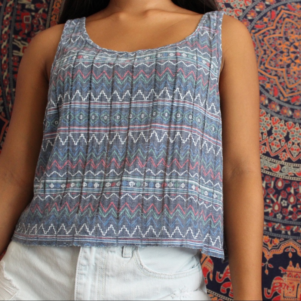 Blue chevron printed tank top, rarely used